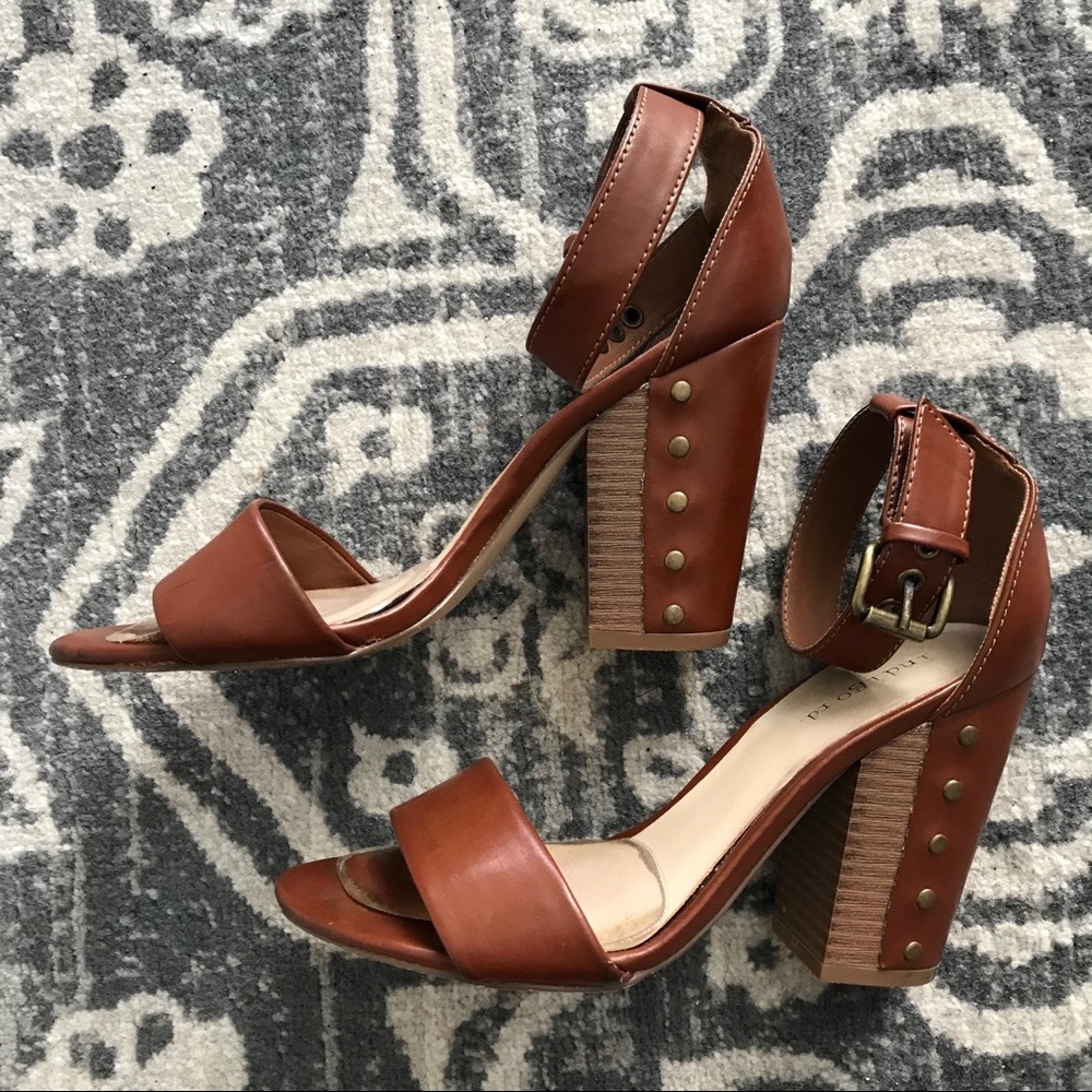 Studded Brown Chunky Heels Size 6